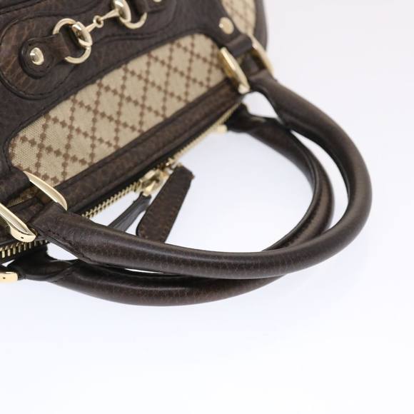 GUCCI Diamante Hand Bag Canvas Leather 2way Brown Beige 247286 Auth tb817 - Picture 7 of 16